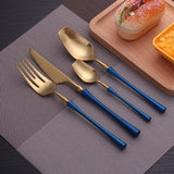 AOOKMIYA Luxury Cutlery Set 24 Piece Forks Knives Spoons Dinnerware Set Tableware Portable Golden Cutlery Sets Silverware fork spoon