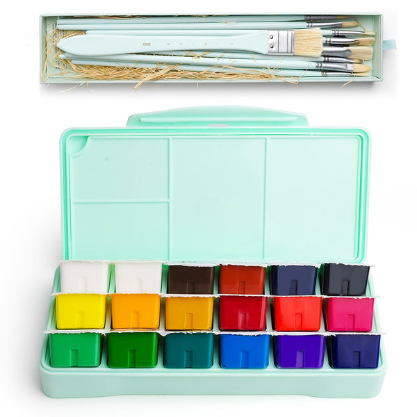 MIYA HIMI 18 Colors Gouache Paint Set 30ml Portable Case with Palette for Artists Students Beginners Non-Toxic