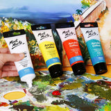 MONT MARTE 75 ML Artist Acrylic Paint Set Tubes for Canvas River Rocks Glass Wood Fabric Ceramic Craft Painting Art Supplies