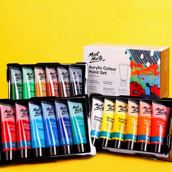 MONT MARTE 75 ML Artist Acrylic Paint Set Tubes for Canvas River Rocks Glass Wood Fabric Ceramic Craft Painting Art Supplies
