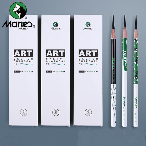 6Pcs White Charcoal Pencil Drawing Set Soft & Medium Sketching Pencil Art  Su.P2