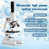 AOOKMIYA Meterk 64X-2400X Monocular Optical Microscope Elementary School Children Science Experimental Biology Teaching Microscope