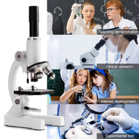 AOOKMIYA Meterk 64X-2400X Monocular Optical Microscope Elementary School Children Science Experimental Biology Teaching Microscope