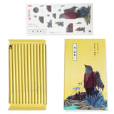 Miya himi conjunto de lápis macio com carvão para desenho, conjunto de 12 peças adesivos decorativos, pequenos pássaros, artista e crianças