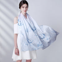 Mom's 100% silk scarf women's summer all-match long mulberry silk scarf thin shawl