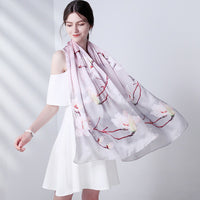 Mom's 100% silk scarf women's summer all-match long mulberry silk scarf thin shawl