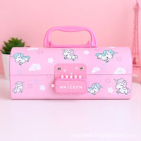 Multi-function Pencil Case 3 Layer Pen Box Large Capacity Pencilcase Stationery Box for Girls Password Lock School Supplies