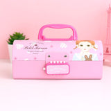 Multi-function Pencil Case 3 Layer Pen Box Large Capacity Pencilcase Stationery Box for Girls Password Lock School Supplies