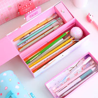 Multi-function Pencil Case 3 Layer Pen Box Large Capacity Pencilcase Stationery Box for Girls Password Lock School Supplies