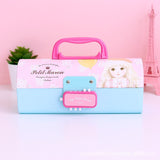 Multi-function Pencil Case 3 Layer Pen Box Large Capacity Pencilcase Stationery Box for Girls Password Lock School Supplies