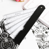 Multi-function fan-shaped scale folding fan drawing ruler multi-scale design drawing tool for architectural clothing design