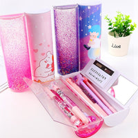 Multifunctional creative pencil case password lock quicksand stationery box large capacity office stationery school supplies