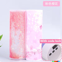 Multifunctional creative pencil case password lock quicksand stationery box large capacity office stationery school supplies