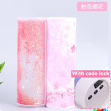 Multifunctional creative pencil case password lock quicksand stationery box large capacity office stationery school supplies