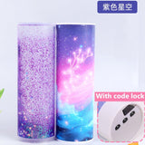 Multifunctional creative pencil case password lock quicksand stationery box large capacity office stationery school supplies