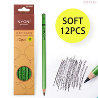 NYONI  10/12Pcs 14B Pencil Set Dedicate Charcoal Pencil Soft Medium Hard Painting Pencils Sketch Pencil Art Supplies Staionery