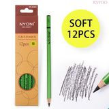 NYONI  10/12Pcs 14B Pencil Set Dedicate Charcoal Pencil Soft Medium Hard Painting Pencils Sketch Pencil Art Supplies Staionery