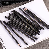 NYONI 10PCS Fine Black Charcoal Sketch Pencils Hard/Medium/Soft Carbon Pencil For Sketching Drawing Tool Art Supplies Gift