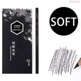 NYONI 10pcs set Black High quality Soft Medium Hard Black Sketch Charcoal Drawing Pencil for School Staionery Art Supplies