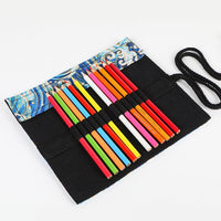 New 36/48/72Holes Pencil Bag Canvas Wrap Roll Up Pencil Case Student Stationery Supplies Pen Storage Bag Gift