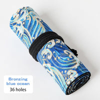 New 36/48/72Holes Pencil Bag Canvas Wrap Roll Up Pencil Case Student Stationery Supplies Pen Storage Bag Gift