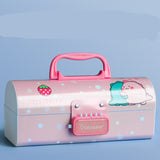 New Cute Three Layers Password lock Pencil Case Large Capacity Multi-function Stationery Box For School Students Art Supplies