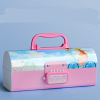 New Cute Three Layers Password lock Pencil Case Large Capacity Multi-function Stationery Box For School Students Art Supplies