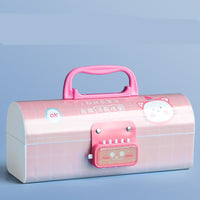 New Cute Three Layers Password lock Pencil Case Large Capacity Multi-function Stationery Box For School Students Art Supplies