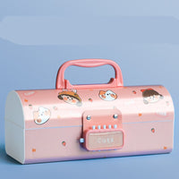 New Cute Three Layers Password lock Pencil Case Large Capacity Multi-function Stationery Box For School Students Art Supplies