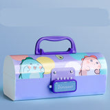 New Cute Three Layers Password lock Pencil Case Large Capacity Multi-function Stationery Box For School Students Art Supplies