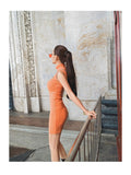 AOOKDRESS autumn new sexy slim candy color high neck sleeveless bag hip dress bottoming sweater women