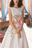 AOOKDRESS white French embroidered dress sleeveless large swing waist thin European station 2021 new summer