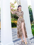 AOOKDRESS spring shirt dress new temperament fashion waist flowing cut-out over the knee-length skirt