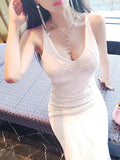 AOOKDRESS dress long new fashion sleeveless slim knee-length bottoming knit skirt