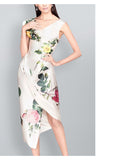 AOOKDRESS irregular swing collar split length floral dress French high waist foreign style 2021 summer