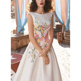 AOOKDRESS white French embroidered dress sleeveless large swing waist thin European station 2021 new summer