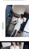 AOOKDRESS new women's spring white tight-fitting waist one-piece dress temperament long-sleeved lapel hip dress