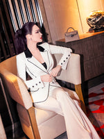 AOOKDRESS Spring black and white contrast color suit suit 2021 new double-row small suit jacket and two-piece pants