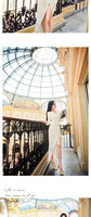 AOOKDRESS early spring temperament long-sleeved evening dress new fashion sexy slim cross-knee skirt