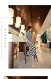 Aookdress women's summer new sleeveless dress mid length waist length slim sexy Plaid knee length skirt