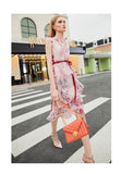 AOOKDRESS 2021 summer new Ruffle V-neck Sleeveless Dress Holiday Vintage Print fishtail skirt