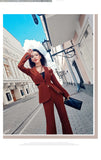 AOOKDRESS spring dress new professional women's pants set sexy off-the-shoulder thin temperament small suit jacket straight pants