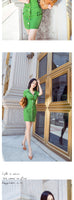 AOOKDRESS summer fashion pocket open collarbone shirt dress new temperament open waist waist hip skirt