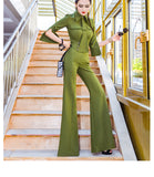 AOOKDRESS summer temperament suit new stylish slim shirt high-waisted wide-leg flared pants two-piece set