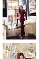 AOOKDRESS Spring new professional wear women's trousers suits, elegant temperament, cuffs split small suit jacket, thin trousers