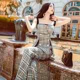 AOOKDRESS summer fashion plaid suit new fashion double-breasted camisole vest trousers two-piece suit