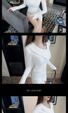 AOOKDRESS new women's spring white tight-fitting waist one-piece dress temperament long-sleeved lapel hip dress