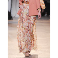 AOOKDRESS European and American catwalk orange suit female Korean printed chiffon dress temperament goddess Spring 2021