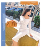 AOOKDRESS autumn mid-length dress new solid color long-sleeved slim slim sexy base knitted skirt