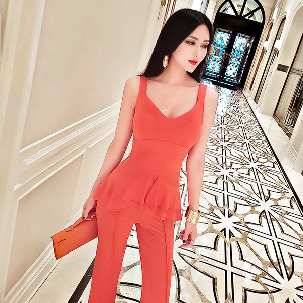 AOOKDRESS summer fashion jumpsuit women's new sexy temperament slim waist sleeveless suspenders jumpsuit